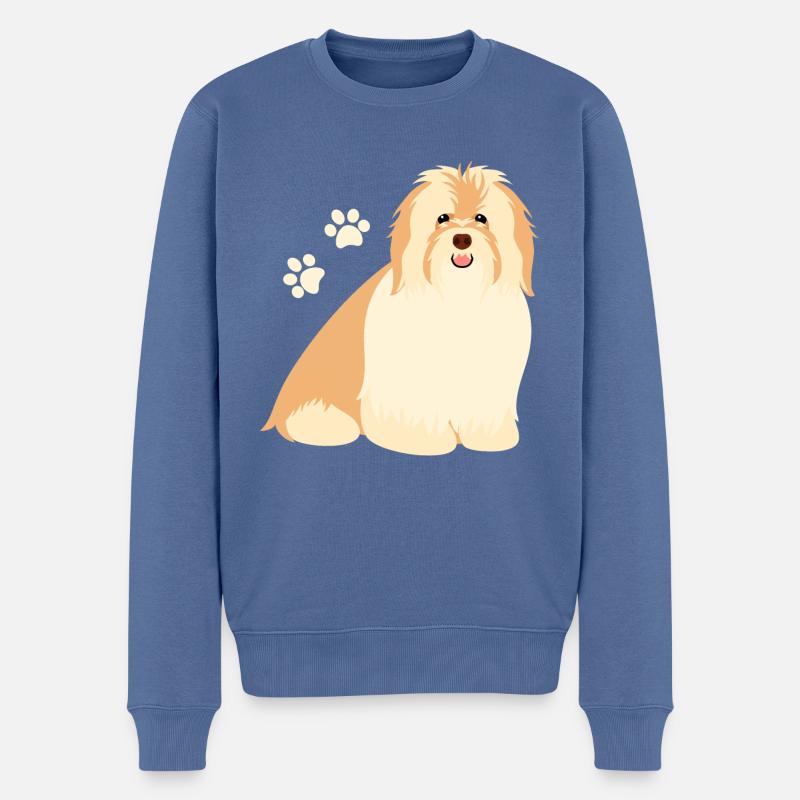 Glücklicher Havaneser Hund - Männer Premium Bio Pullover - Taubenblau