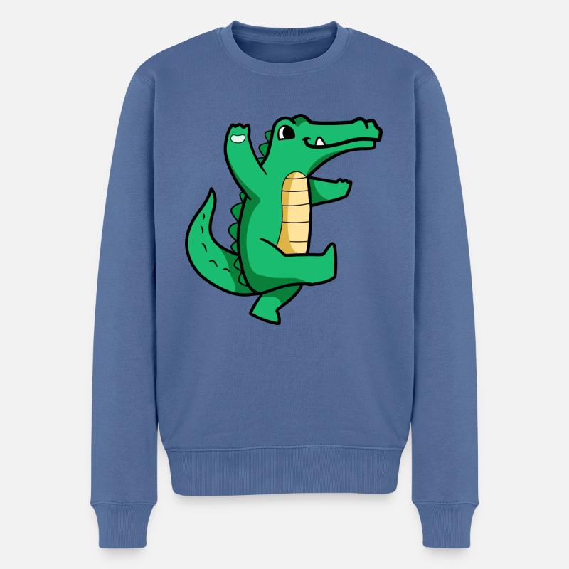 Croco dansant cool crocodile - Pull Premium bio Homme - bleu pigeon