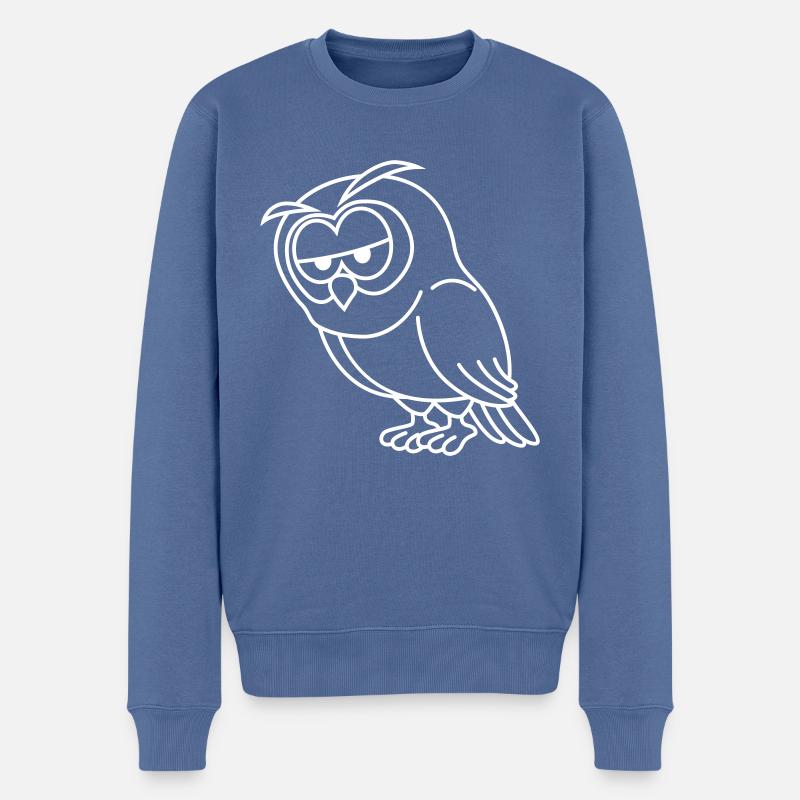 Eule Comic - Männer Premium Bio Pullover - Taubenblau