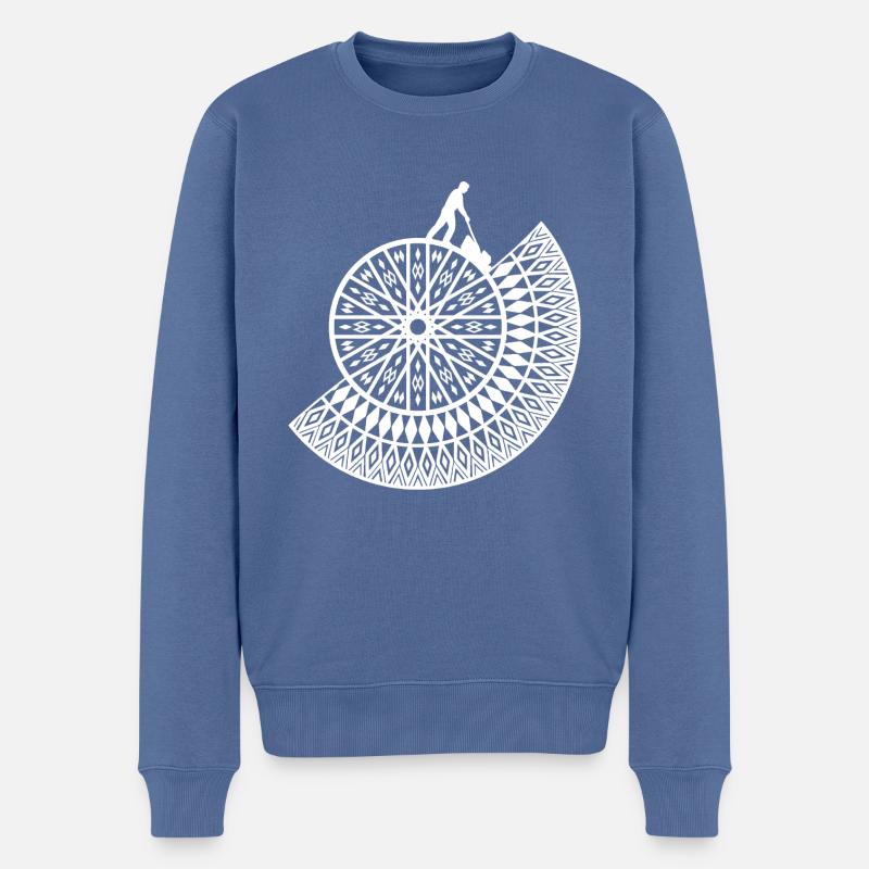 Rasenmäher Mandala - Männer Premium Bio Pullover - Taubenblau