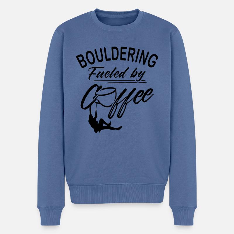 Bouldering Fueled By Coffee Rock Climbing Boulderi - Männer Premium Bio Pullover - Taubenblau