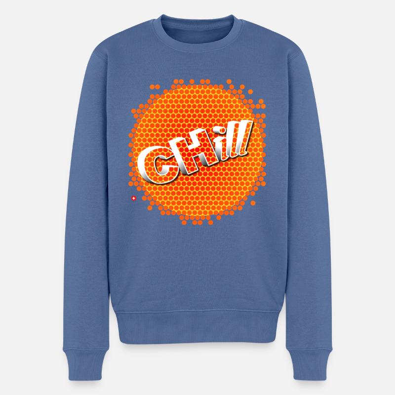Chill swissness (orange/gelb) - Männer Premium Bio Pullover - Taubenblau