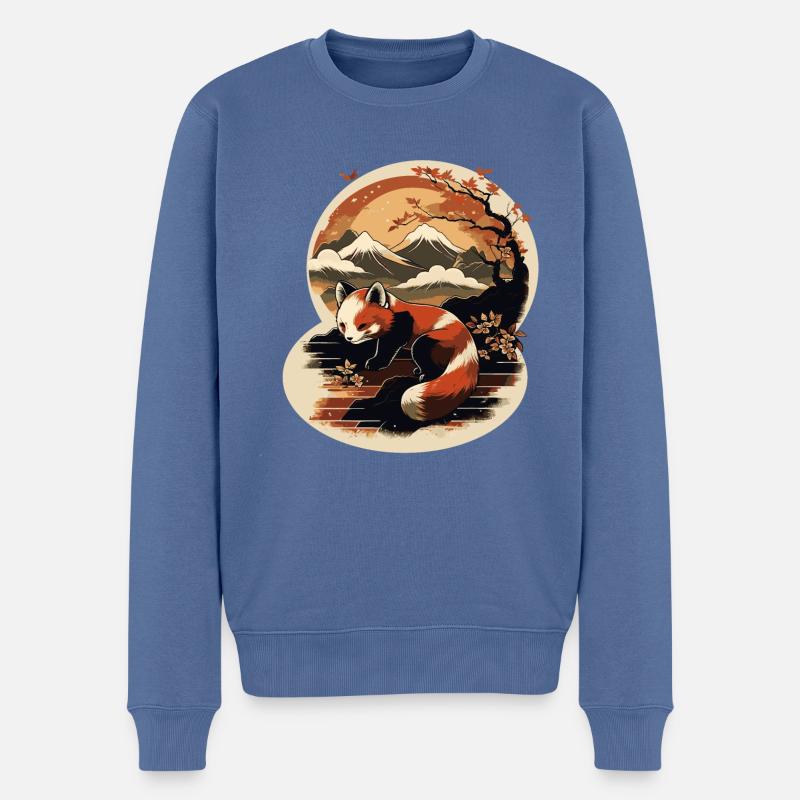 Roter Panda 8 - Männer Premium Bio Pullover - Taubenblau