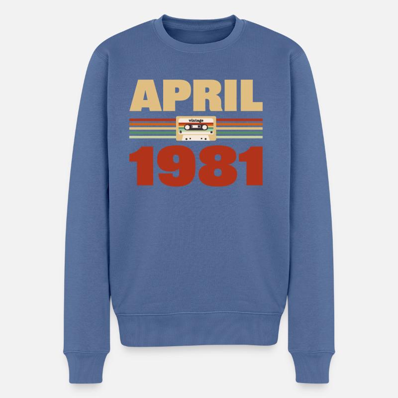 42. Geburtstag April Jahrgang 1981 Geschenkidee - Männer Premium Bio Pullover - Taubenblau