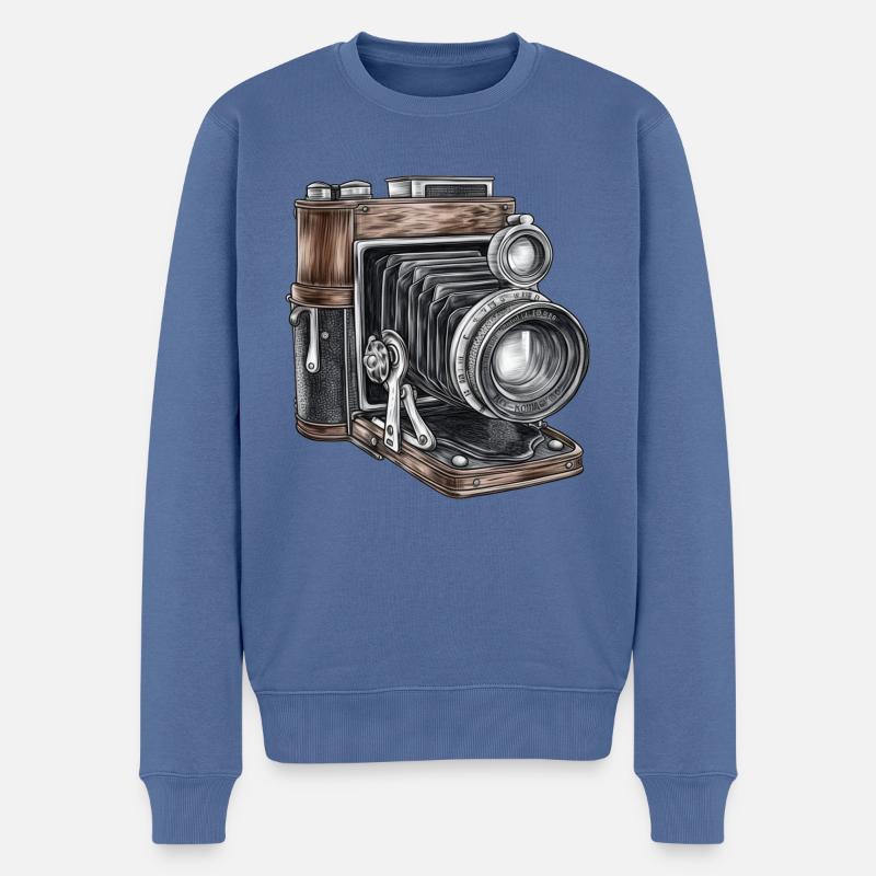 Kamera Retro Zeichnung - Männer Premium Bio Pullover - Taubenblau