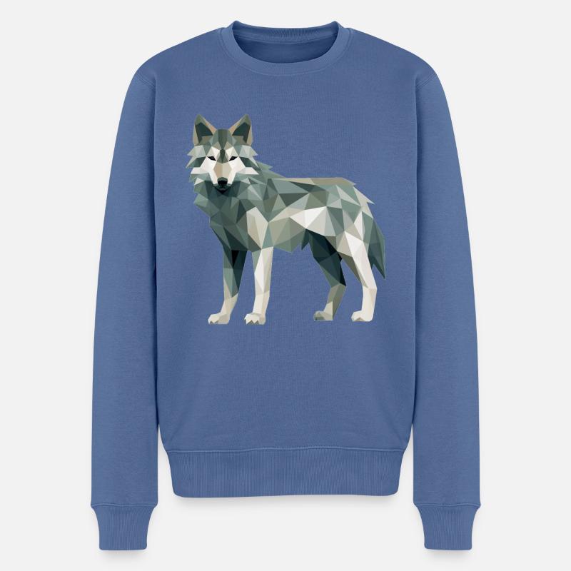 Wolf Geometrisch Zeichnung - Männer Premium Bio Pullover - Taubenblau