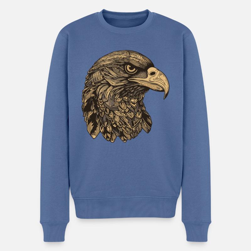 Adler Portrait - Männer Premium Bio Pullover - Taubenblau