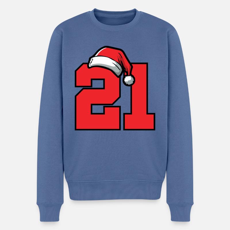21 Numéro Noël - Pull Premium bio Homme - bleu pigeon