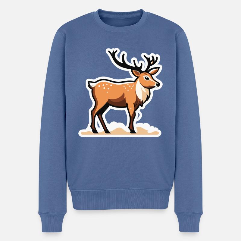 Dessin de Noël de renne - Pull Premium bio Homme - bleu pigeon