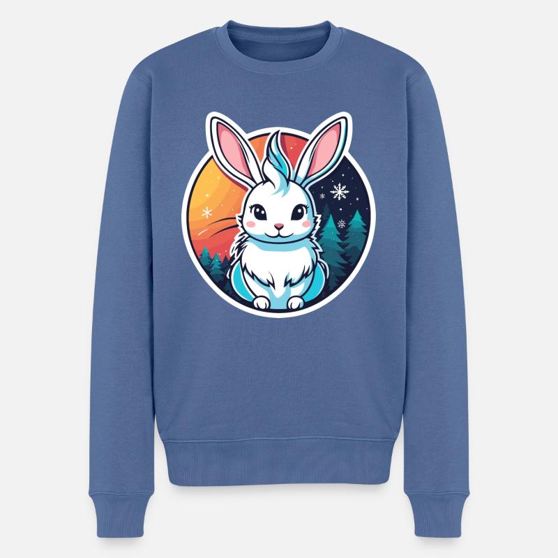 Illustration de Noël lapin - Pull Premium bio Homme - bleu pigeon