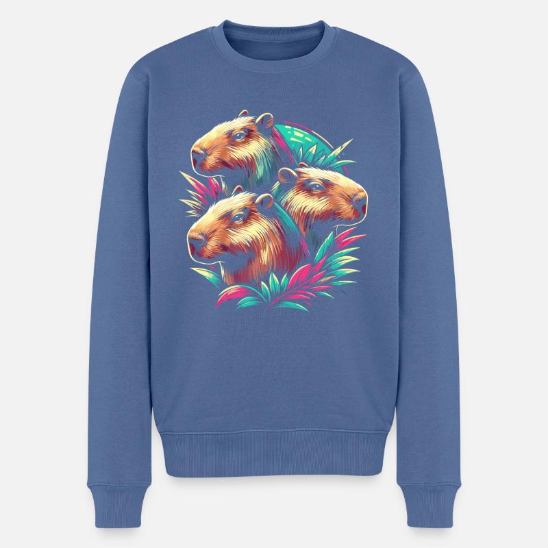 Capybaras - Pull Premium bio Homme - bleu pigeon
