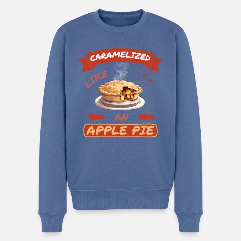 Karamellisierter Apfelkuchen - Männer Premium Bio Pullover - Taubenblau