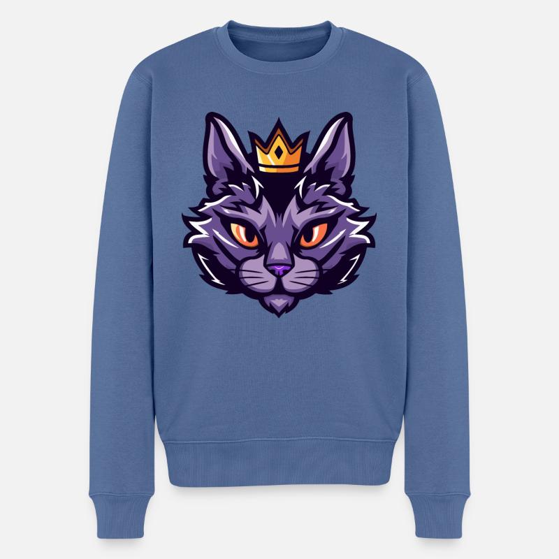 Couronne de symbole de chat - Pull Premium bio Homme - bleu pigeon