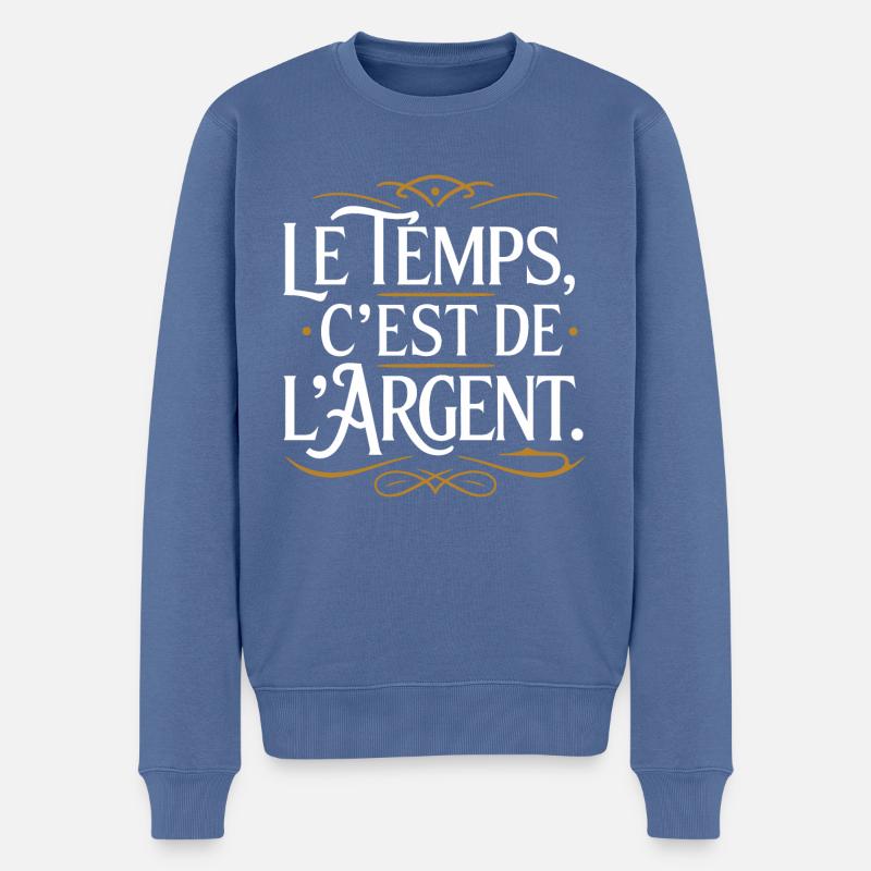 Le temps, c'est de l'argent - Pull Premium bio Homme - bleu pigeon