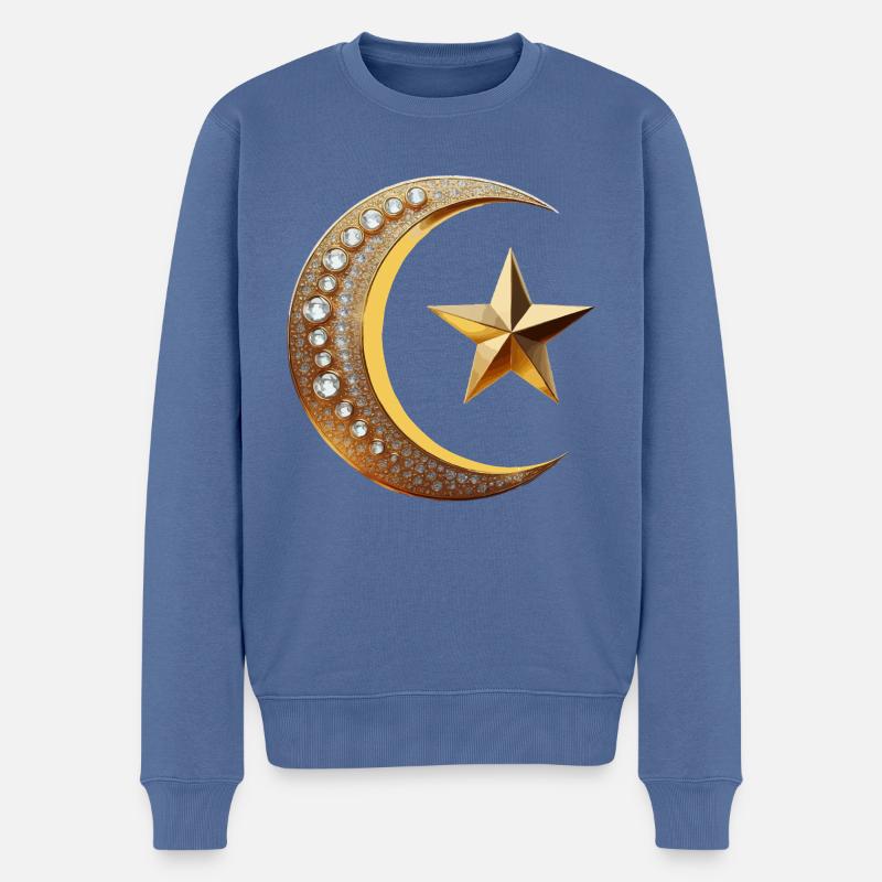 Islam Symbol Gold mit Diamant - Männer Premium Bio Pullover - Taubenblau