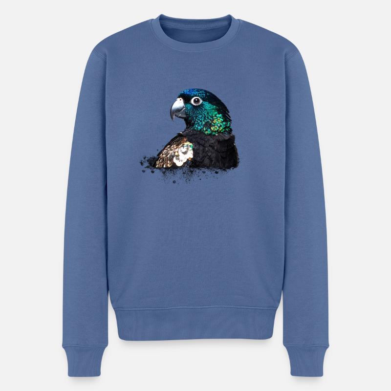 Papagei,Pailletten,Glitzer,Vogel,schwarz - Männer Premium Bio Pullover - Taubenblau
