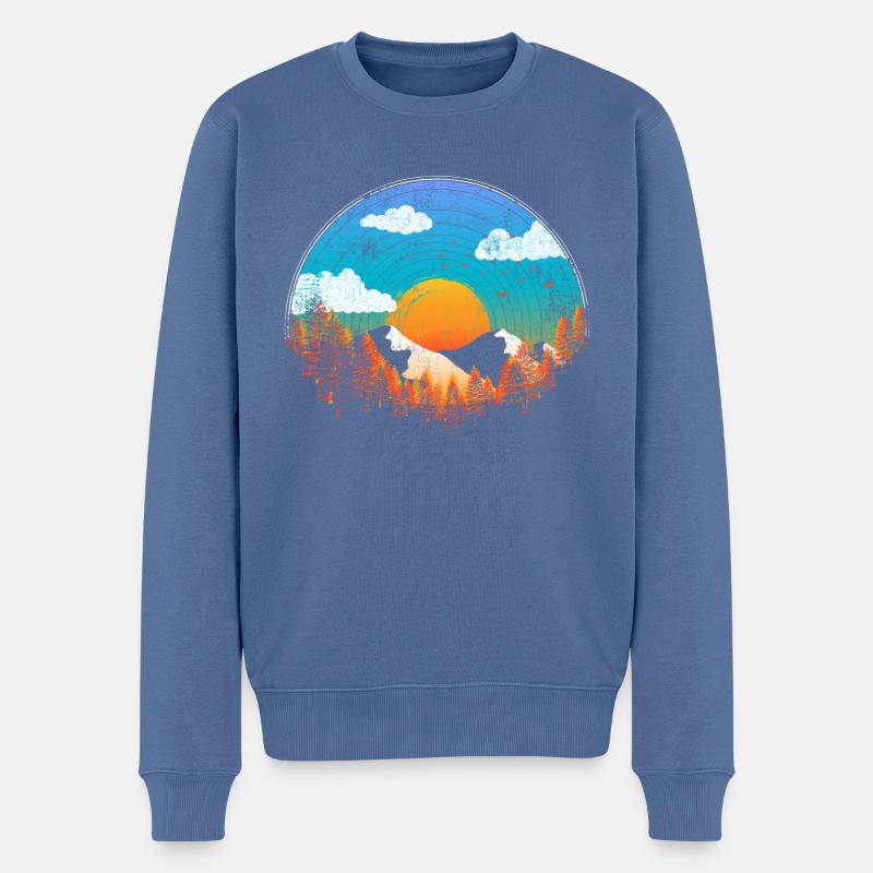 Berg Panorama - Männer Premium Bio Pullover - Taubenblau