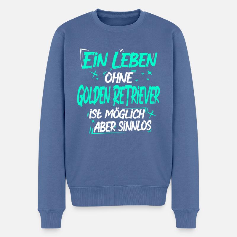 Golden Retriever - Männer Premium Bio Pullover - Taubenblau