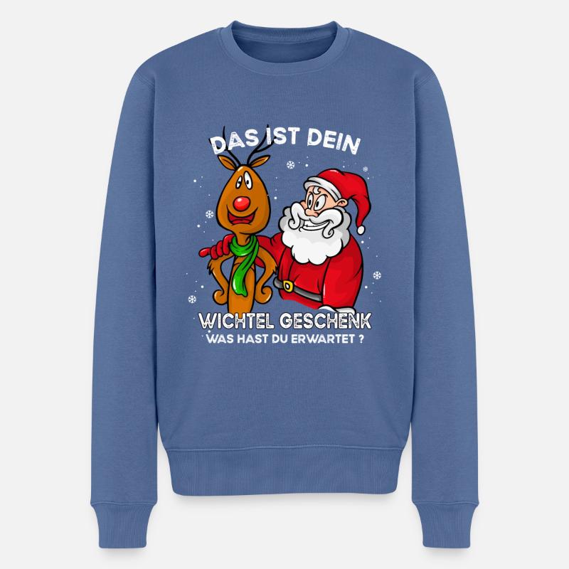 das ist dein wichtel geschenk - Männer Premium Bio Pullover - Taubenblau