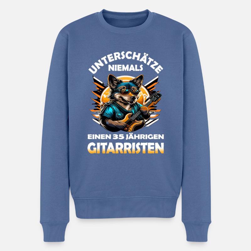 Unterschätze niemals Gitarristen 35 Geburtstag - Männer Premium Bio Pullover - Taubenblau