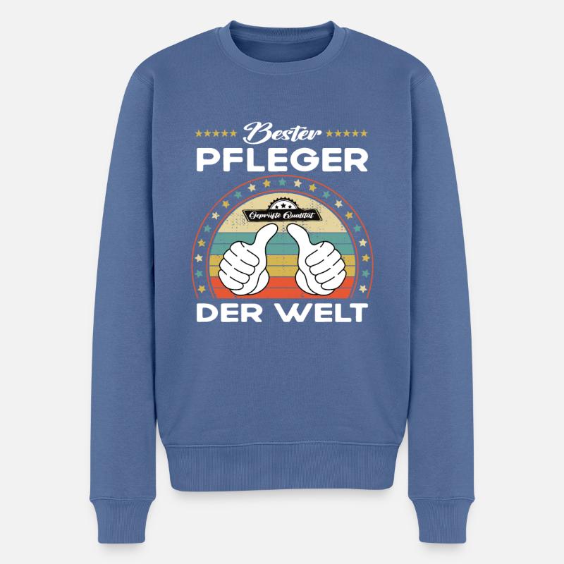 Bester pfleger der Welt - Männer Premium Bio Pullover - Taubenblau