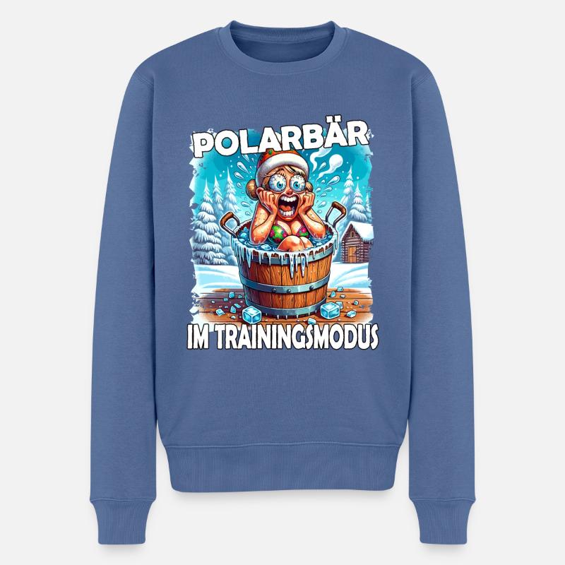 Eisbaden Winterbaden Lustig - Männer Premium Bio Pullover - Taubenblau