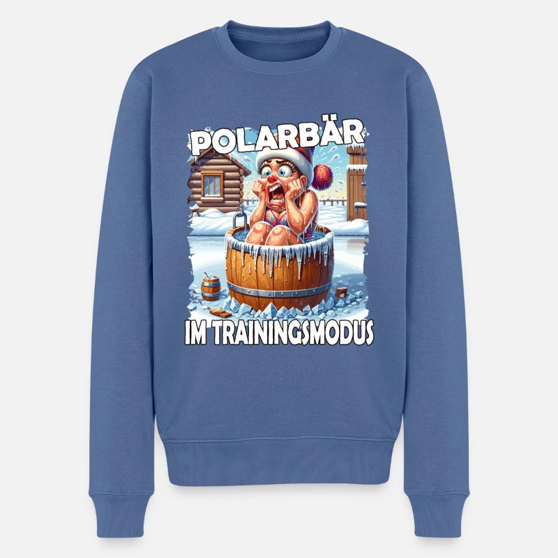 Eisbaden Winterbaden Lustig - Männer Premium Bio Pullover - Taubenblau