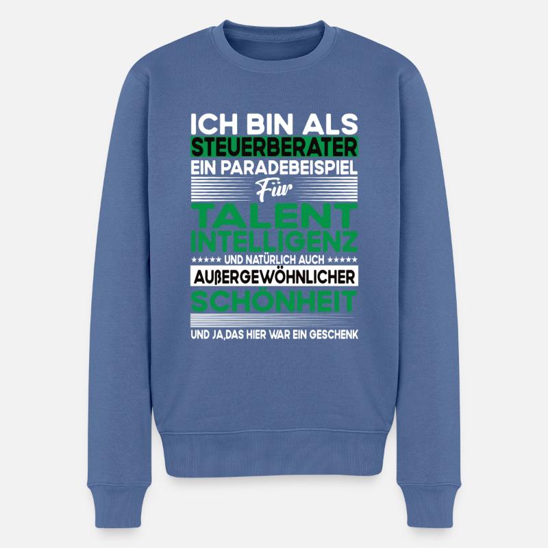 Steuerberater Bescheiden - Lustiger Spruch - Männer Premium Bio Pullover - Taubenblau