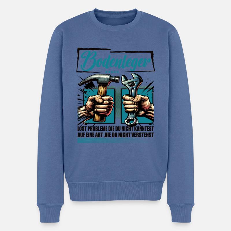 Bodenleger Beruf mit lustigen Spruch - Männer Premium Bio Pullover - Taubenblau