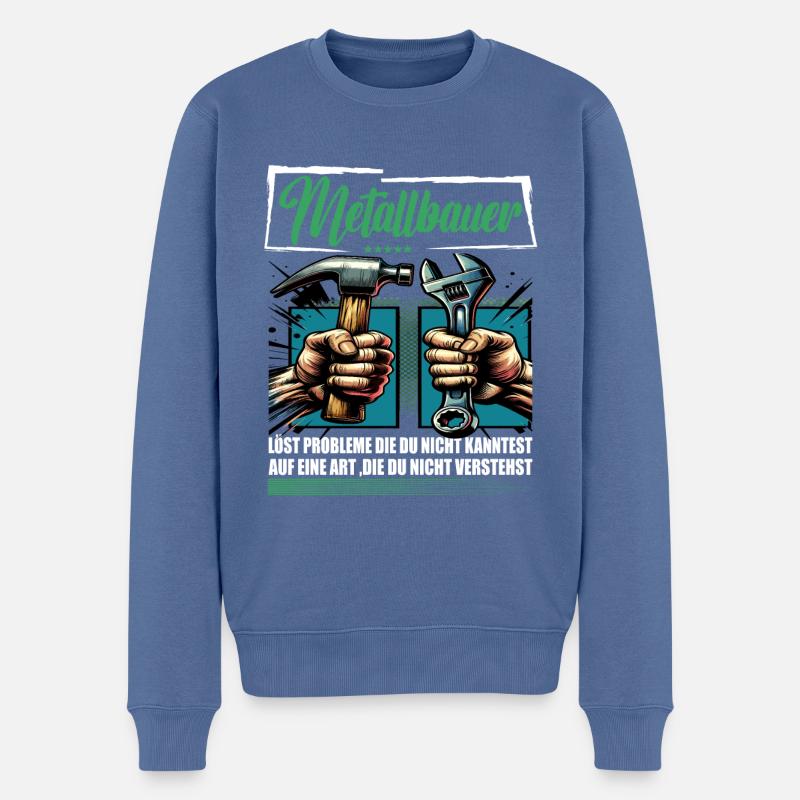 Metallbauer Beruf mit lustigen Spruch - Männer Premium Bio Pullover - Taubenblau