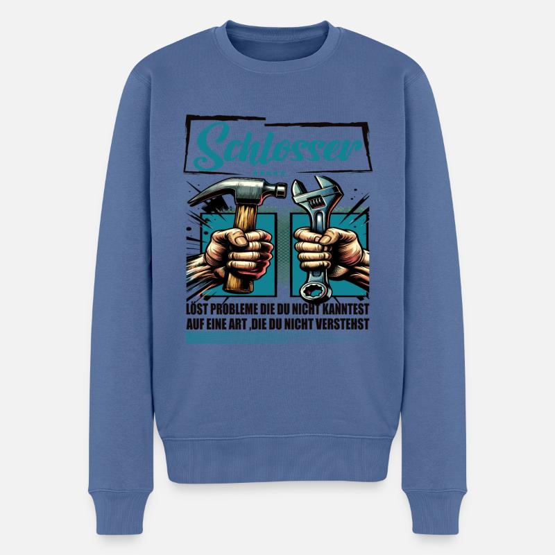 Schlosser Beruf mit lustigen Spruch - Männer Premium Bio Pullover - Taubenblau