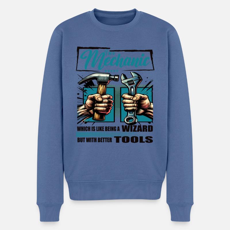 Profession de mécanicien disant ouvrier - Pull Premium bio Homme - bleu pigeon