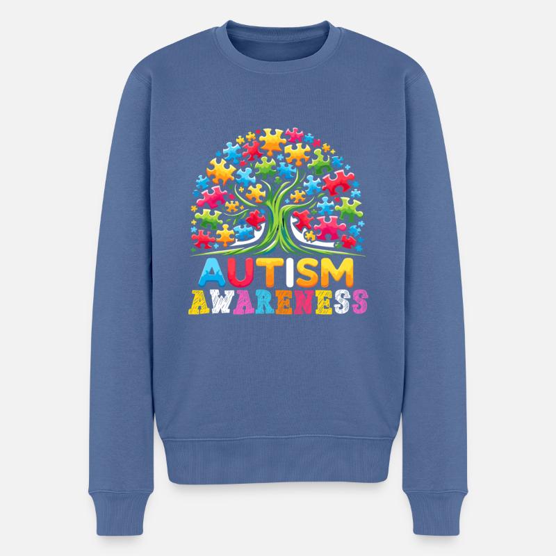 Autism Awareness puzzles piece - Männer Premium Bio Pullover - Taubenblau