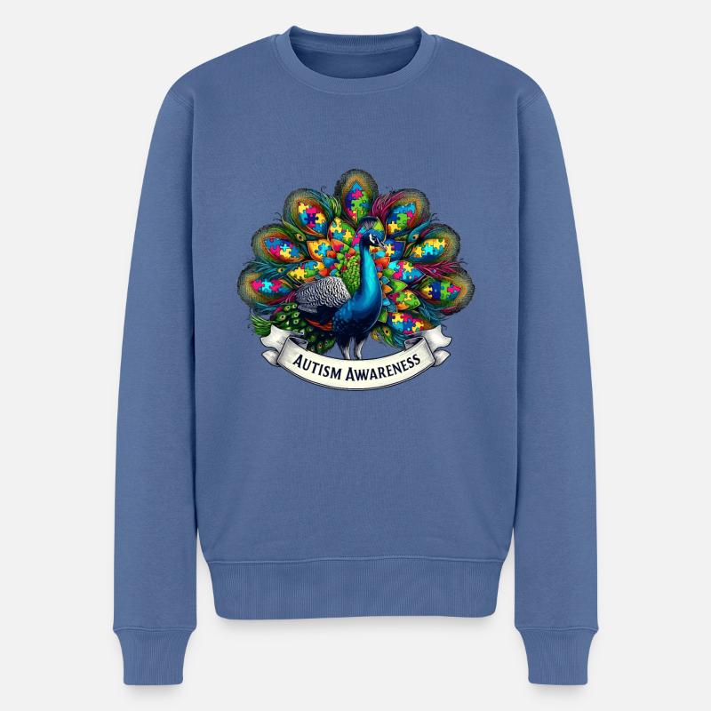 Autism Awareness puzzles piece - Männer Premium Bio Pullover - Taubenblau