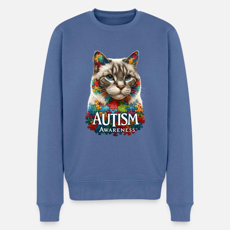 Autism Awareness puzzles piece - Männer Premium Bio Pullover - Taubenblau