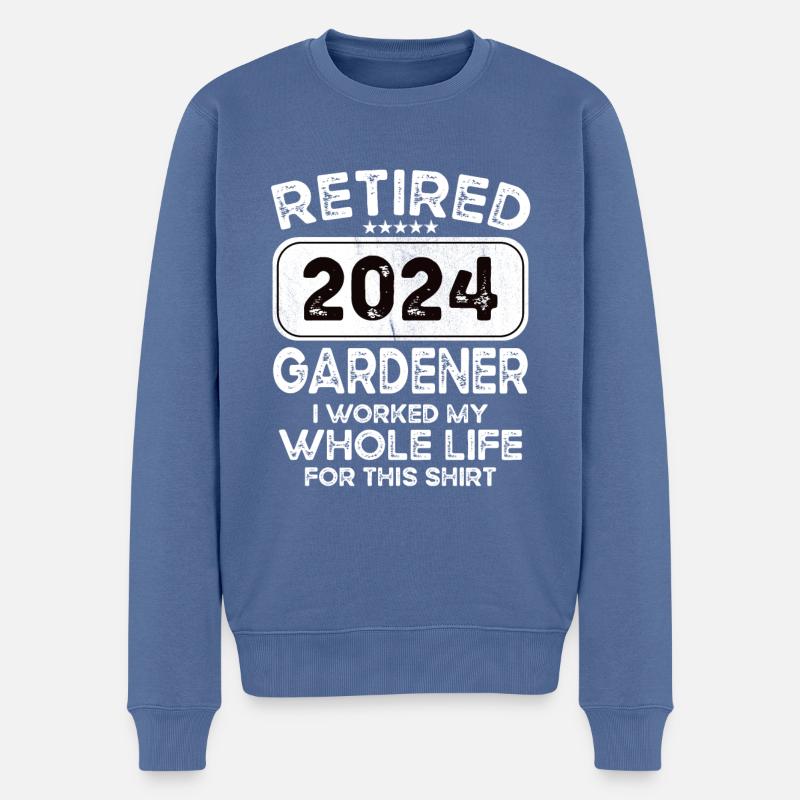 Jardinier retraité 2024 - Pull Premium bio Homme - bleu pigeon