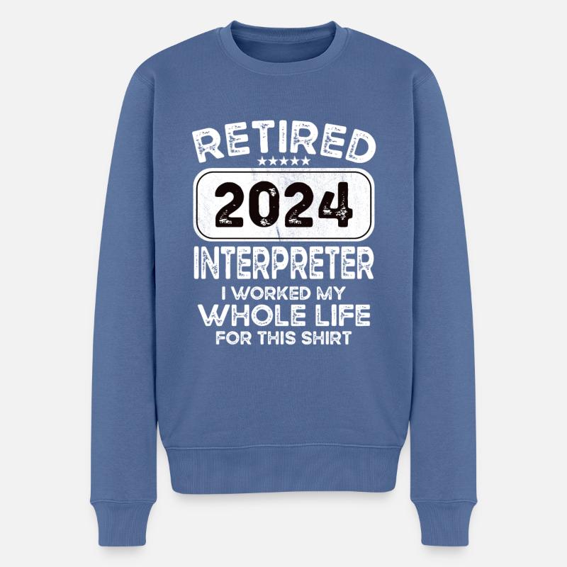 Interprète retraité 2024 - Pull Premium bio Homme - bleu pigeon