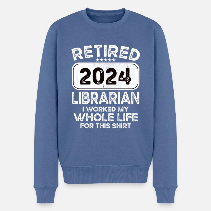 Retired Librarian 2024 - Männer Premium Bio Pullover - Taubenblau