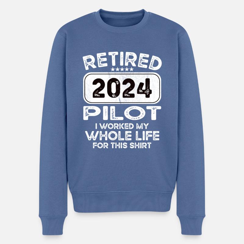Retired Pilot 2024 - Männer Premium Bio Pullover - Taubenblau
