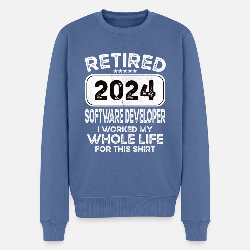 Retired Software developer 2024 - Men's Premium Organic Jumper - stone blue