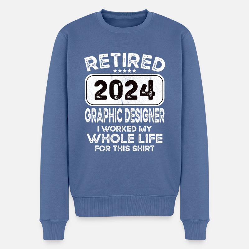 Graphiste retraité 2024 - Pull Premium bio Homme - bleu pigeon