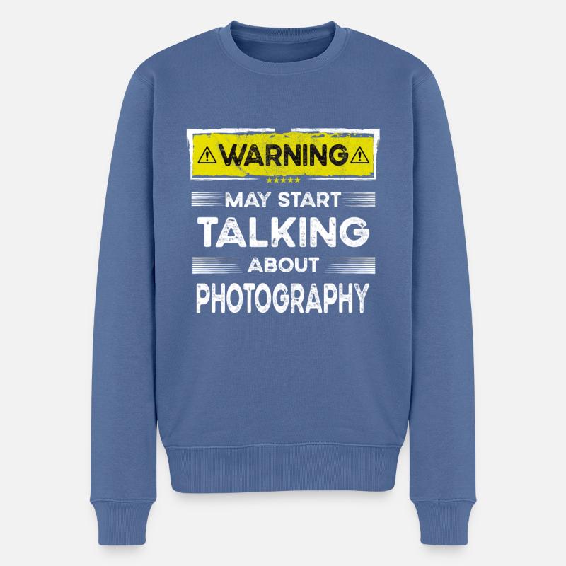 Talking about Photography funny - Männer Premium Bio Pullover - Taubenblau
