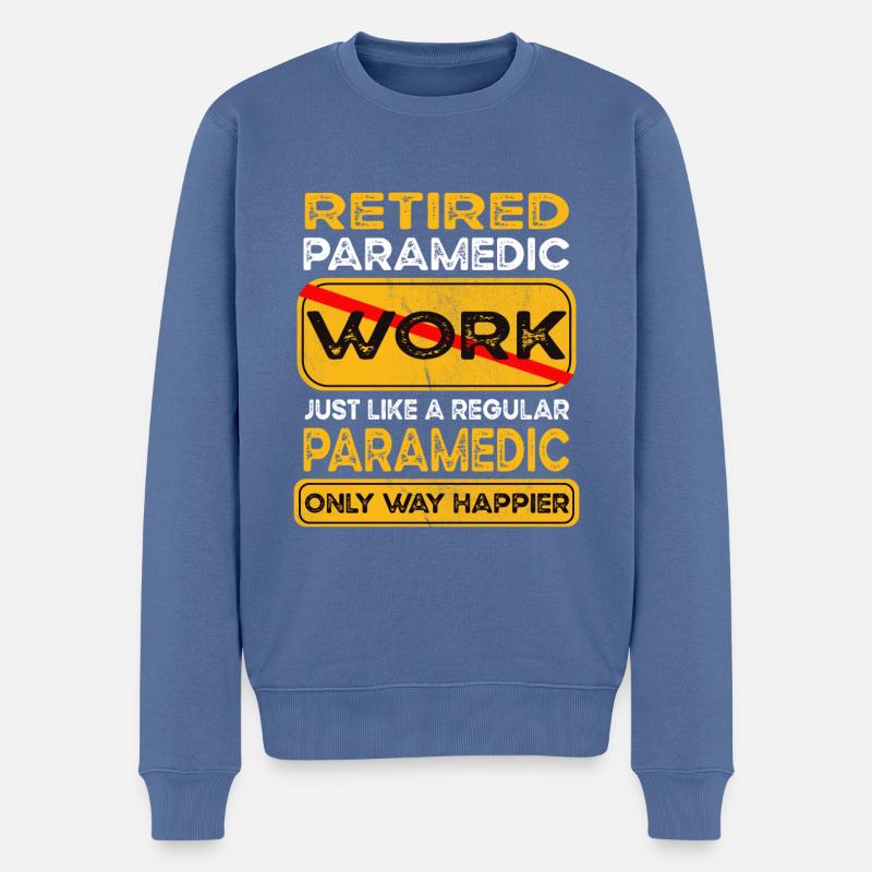 Retirement paramedic only happier Retired - Männer Premium Bio Pullover - Taubenblau
