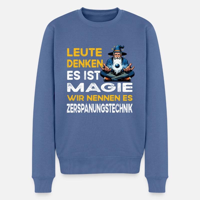 People Think Magic Machining Technology - Men's Premium Organic Jumper - stone blue