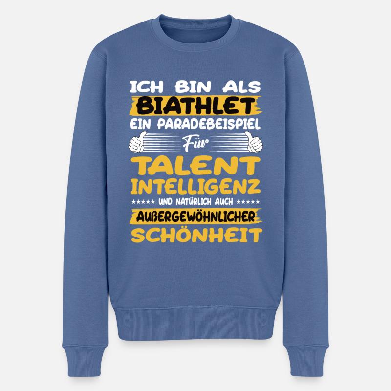 Biathlet ein Paradebeispiel Biathlon - Männer Premium Bio Pullover - Taubenblau