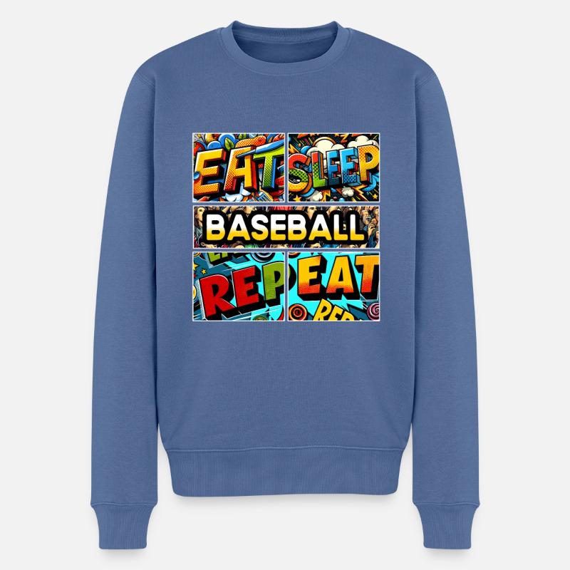 Eat sleep Baseball repeat - Männer Premium Bio Pullover - Taubenblau
