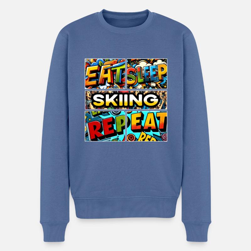 Eat sleep Skiing repeat - Männer Premium Bio Pullover - Taubenblau