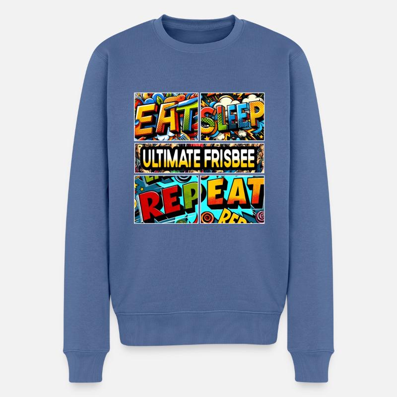 Eat sleep Ultimate frisbee repeat - Männer Premium Bio Pullover - Taubenblau