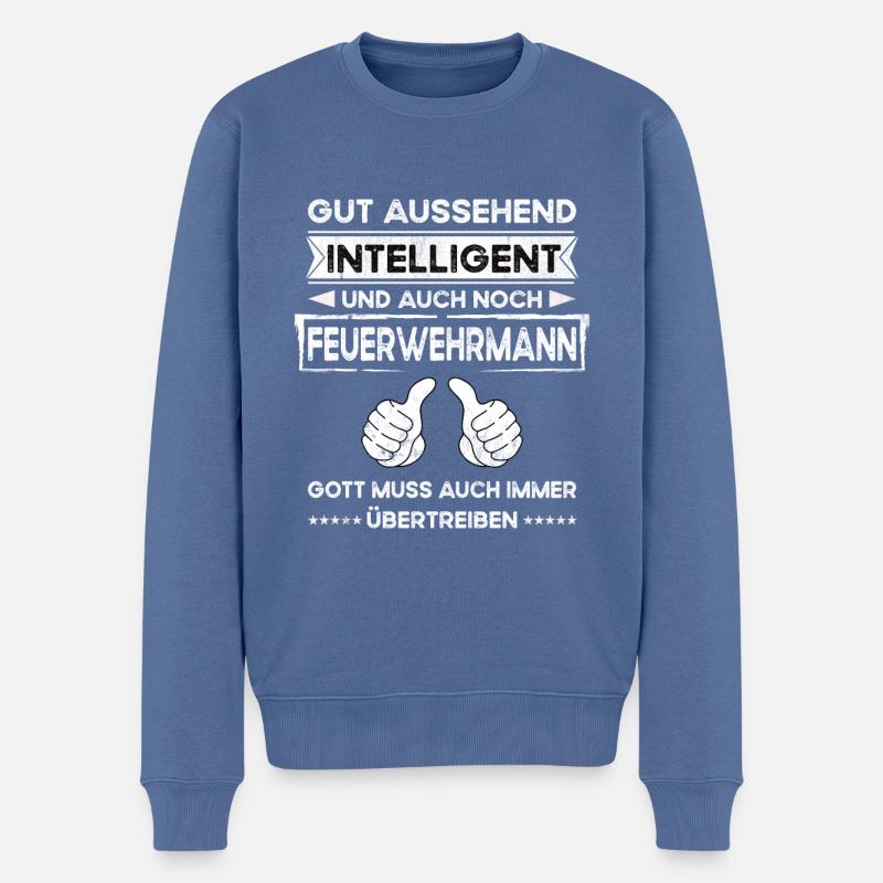 Pompier Beau Intelligent - Pull Premium bio Homme - bleu pigeon