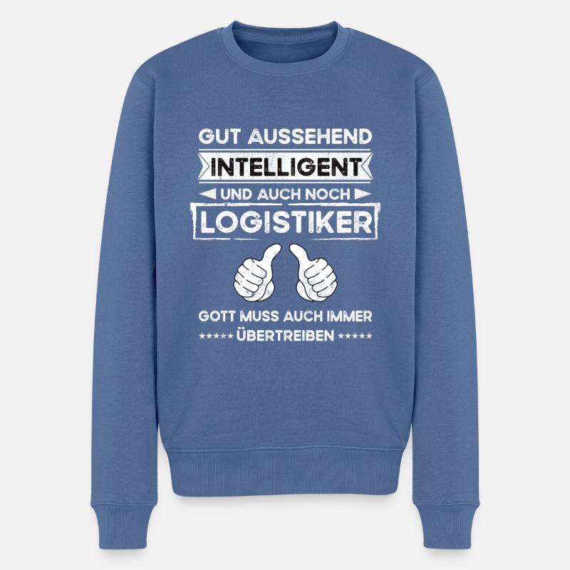 Logisticien, beau, intelligent - Pull Premium bio Homme - bleu pigeon